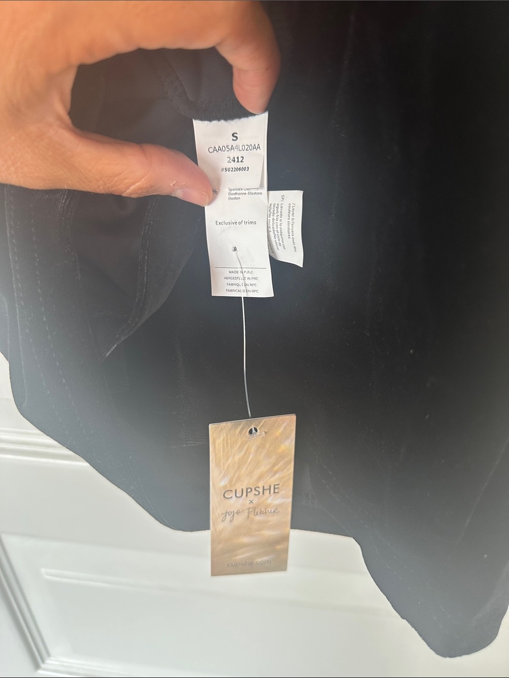 Cupshe NWT Size Small Sleek Black Bodycon Dress with Rhinestone Trim - Picture 5 of 8